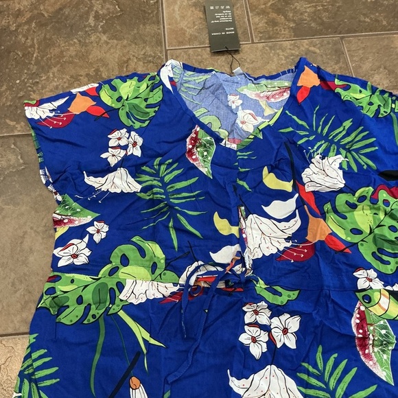 🔥3/$42 w FREE SHIPPING🔥 Tropical Blue Floral Dress - Picture 2 of 3
